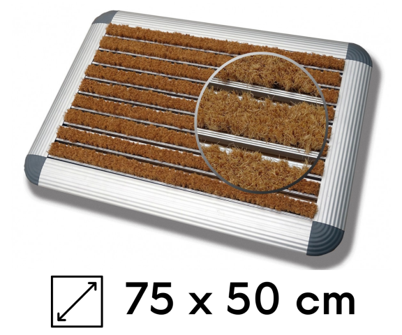 Wycieraczka aluminiowa wkład kokos + najazd 75x50 cm