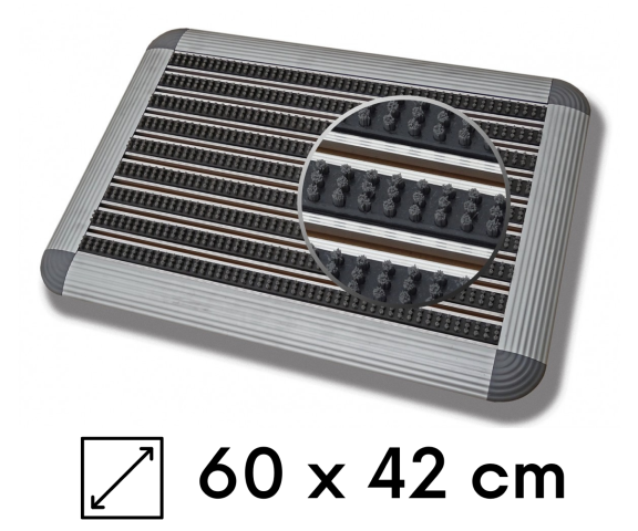 Wycieraczka aluminiowa wkład szczotka + najazd 60x42 cm