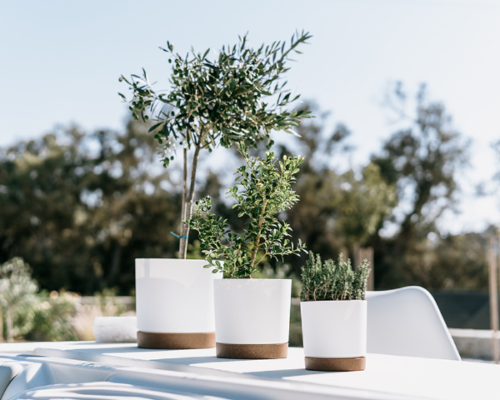 Doniczka z podstawka okragla Tubo aranzacja na patio