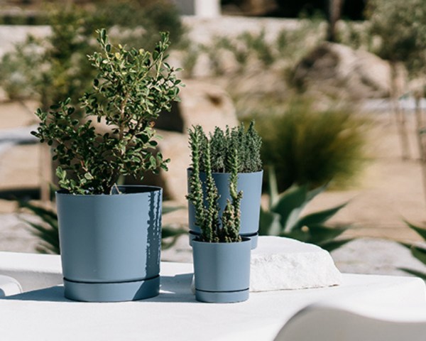 Doniczka z podstawką Tubo aranżacja w ogrodzie