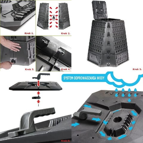 Prosperplast Kompostownik czarny  900 l Biocompo - instrukcja zlozenia