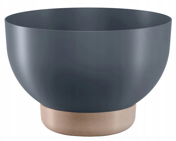 Antracytowa plastikowa misa Satina o okrągłym kształcie, zaprezentowana na białym tle