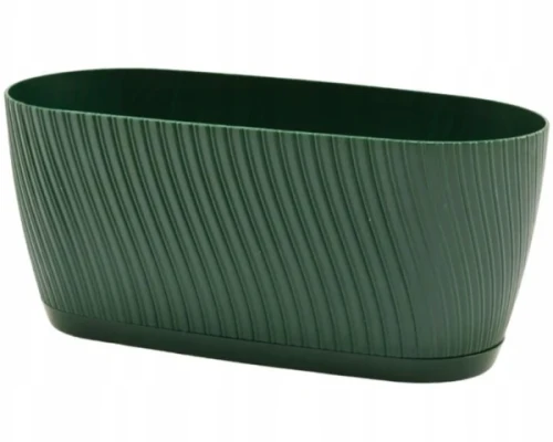doniczka owalna z podstawka 27 cm zielona form plastic mika