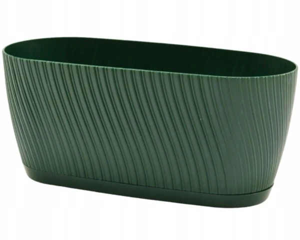 doniczka owalna z podstawka 27 cm zielona form plastic mika