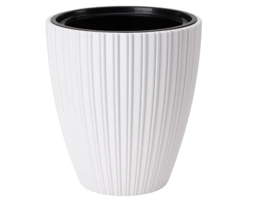 donica okragla z wkladem 29 cm biala form plasitc mika