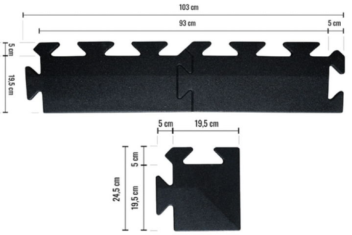 Listwa do maty do siłowni 25 mm puzzle czarny wymiary