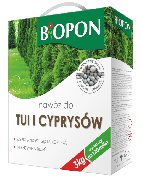 Mineralny nawóz do tui i cyprysów Bopon (Biopon), karton 3 kg
