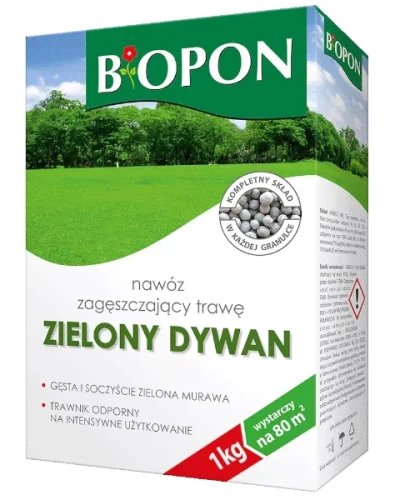Wzmacniający nawóz do trawnika Zielony Dywan Biopon (Bopon), karton 1 kg