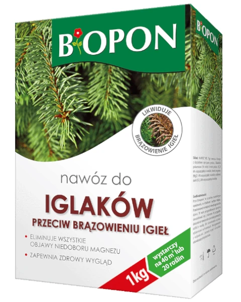 Nawoz do iglaków przeciw brązowieniu igieł 1 kg BIOPON.webp