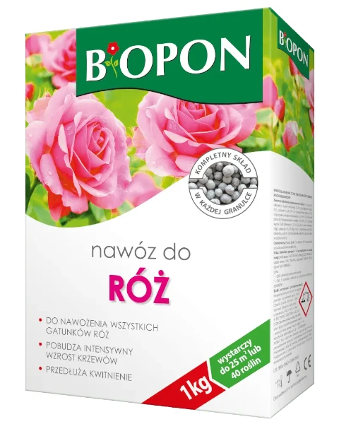 Granulowany nawóz do róż rabatowych, pnących i wielkokwiatowych Bopon, karton 1 kg