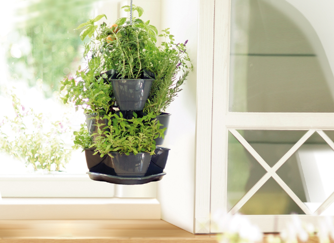 Doniczka kaskadowa wisząca ziołówka potrójna grafit Coubi Family