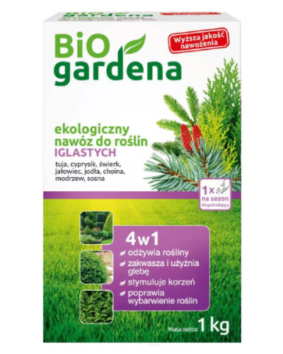 Ekologiczny nawóz do roślin iglastych i kwasolubnych 1kg BiOgardena.png