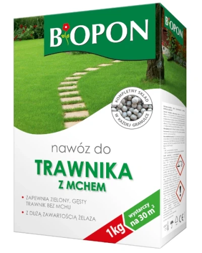 Nawóz do trawnika z mchem granulowany Bopon, karton 1 kg