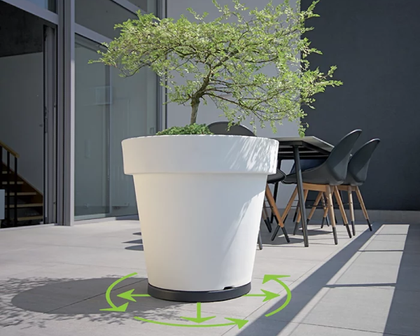 Podstawa pod donicę z kółkami 39 cm niska terakota