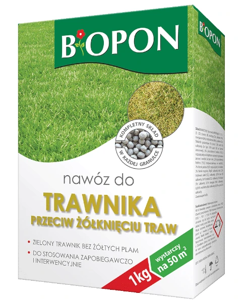 Nawoz do trawnika przeciw zolknieciu traw 1 kg BIOPON