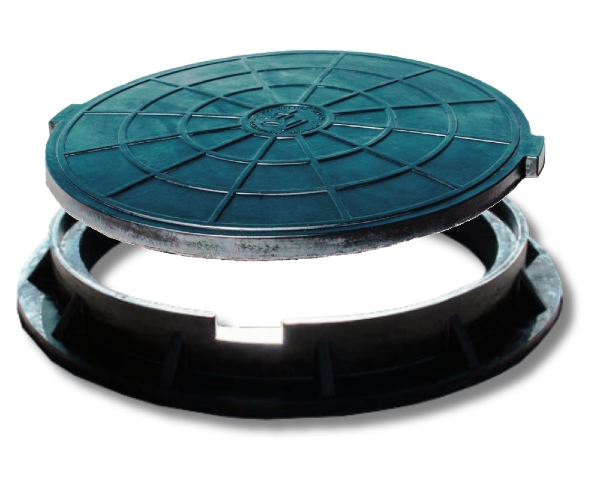Właz kanalizacyjny + kołnierz 60 cm 1,5T czarny