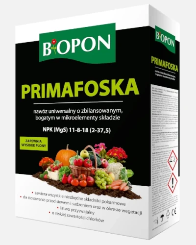 Granulowany nawóz mineralny Primafoska do warzyw i roślin ozdobnych Bopon, karton 1 kg