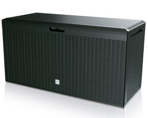 skrzynia rattanowa na taras czarna 114 x 47 x 60 cm Boxe Rato Plus