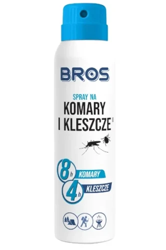 Środek na komary i kleszcze Bros spray klasyczny 90 ml, tradycyjny aerozol płynny w zielonej puszce ciśnieniowej