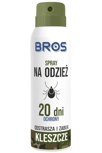 Środek na kleszcze Bros spray na odzież 90 ml, specjalistyczny aerozol tekstylny o długotrwałym działaniu owadobójczym