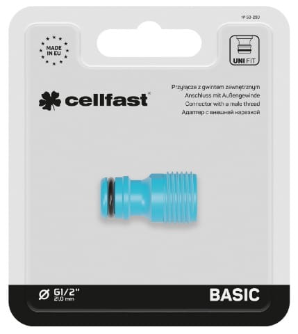 Przylacze-gwint-zewnętrzny-meski-1/2-cala-Basic-Cellfast-opakowanie