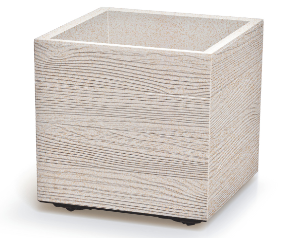 Donica kwadratowa 38 cm Madera biała ECO Wood