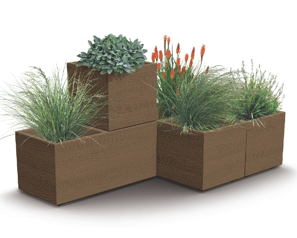 Donice Prosperplast Madera Eco Wood z roślinami ozdobnymi