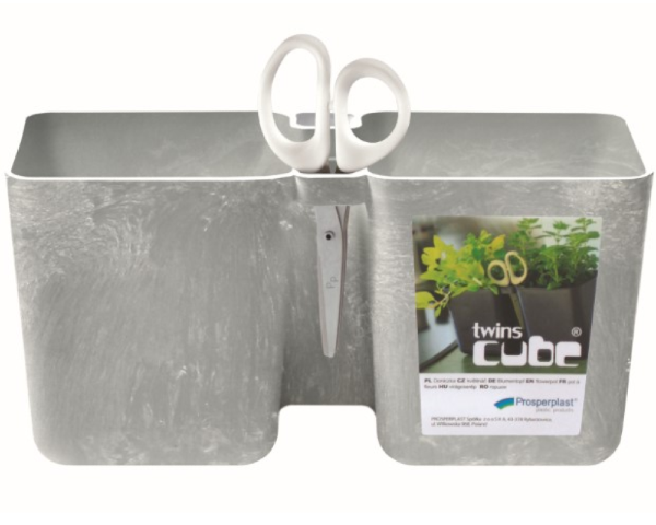 prosperplast doniczka na ziola 2,5 litra szary beton twins cube