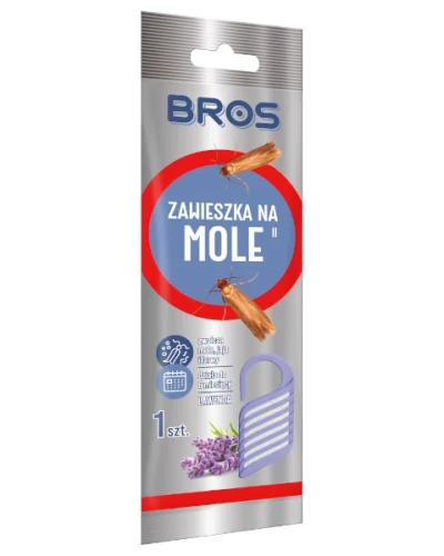 Środek na mole odzieżowe Bros zawieszka lawendowa, estetyczny krążek z hakiem do szafy na mole ubraniowe