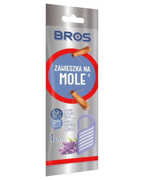 Środek na mole odzieżowe Bros zawieszka lawendowa, estetyczny krążek z hakiem do szafy na mole ubraniowe