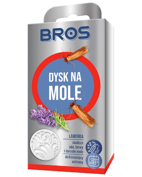 Środek na mole odzieżowe Bros dysk lawendowy, kompaktowa zawieszka zapachowa do szaf i szuflad na mole ubraniowe