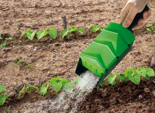 dozownik ręczny do soli nasion nawozu zielony siewnik Sharkie