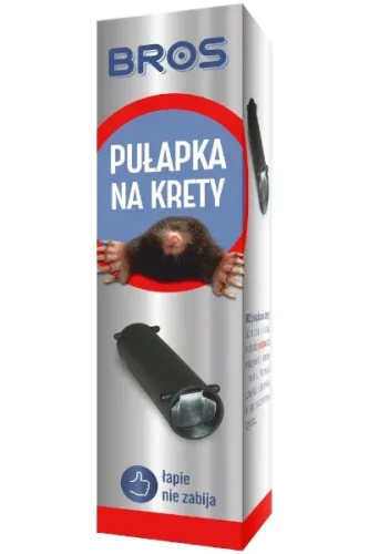Środek na krety Bros pułapka żywołapka rurkowa, klasyczna przelotowa rurka PVC z metalowymi zapadkami grawitacyjnymi