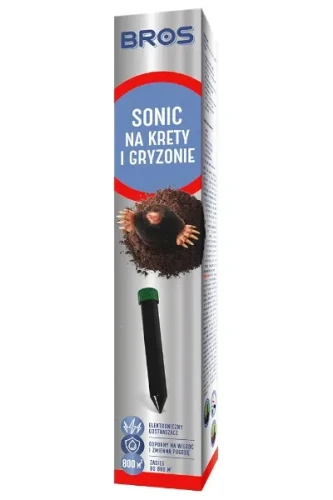Soniczny odstraszacz na krety i gryzonie Bros Sonic, elektroniczny kołek bateryjny do ochrony trawników przydomowych