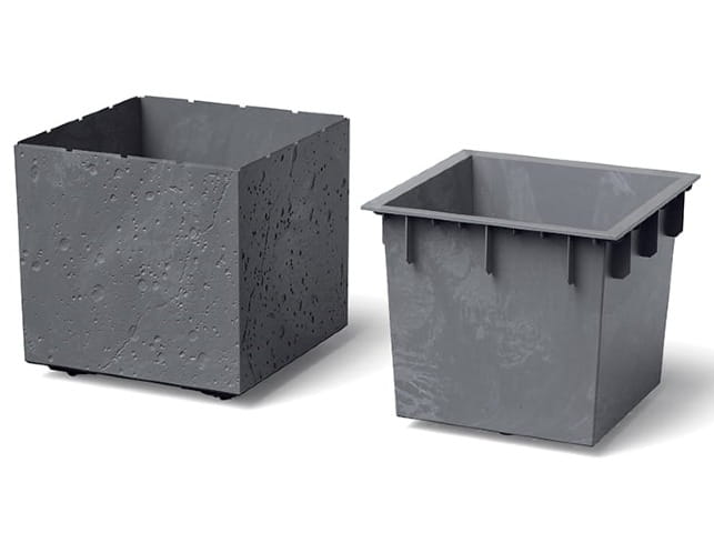 Donica ogrodowa 39 x 39 cm Sierra Beton Effect wklad prezentacja
