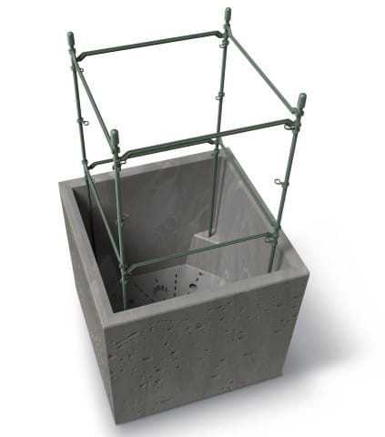 Donica ogrodowa 39 x 39 cm Sierra Beton Effect prezentacja dodatkowego stelaza