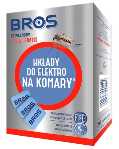 Wkłady do elektrofumigatora na komary Bros 10+10 sztuk gratis, wymienne płytki matowe nasączone substancją owadobójczą