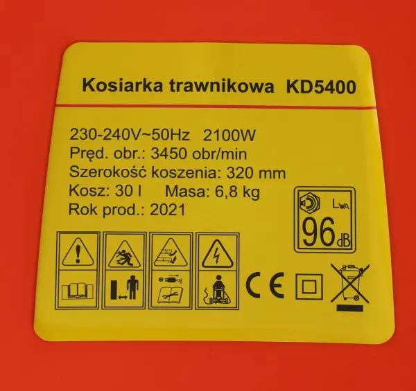 kosiarka trawnikowa 5400 parametry i ostrzeżenia