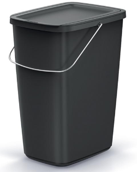 Kosz do śmieci z pokrywą i rączką 12L czarny Compacta Q Basic
