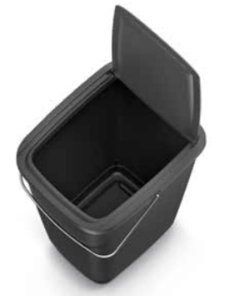 Kosz do śmieci z pokrywą i rączką 25L czarny Compacta Q Basic