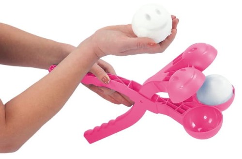 Śnieżkomat różowy do robienia 2 kulek śnieżnych Snowballee