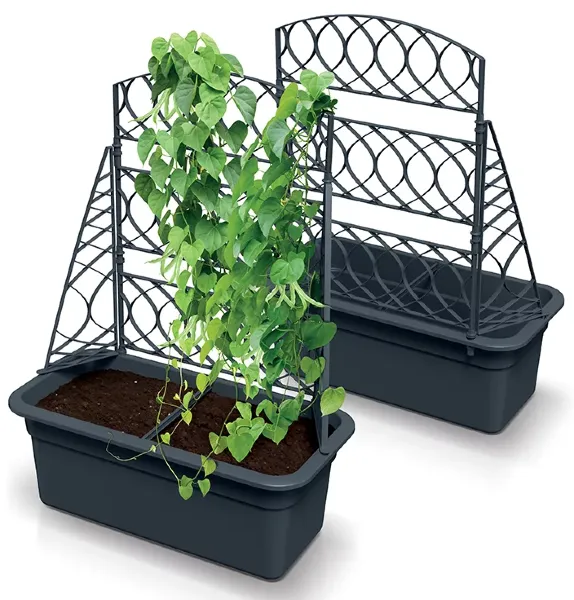 Donica podluzna z pergola antracyt 58 cm Bloma aranzacja z roslina