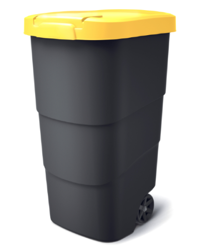 Kosz pojemnik na śmieci 110 L żółty na kolach.png