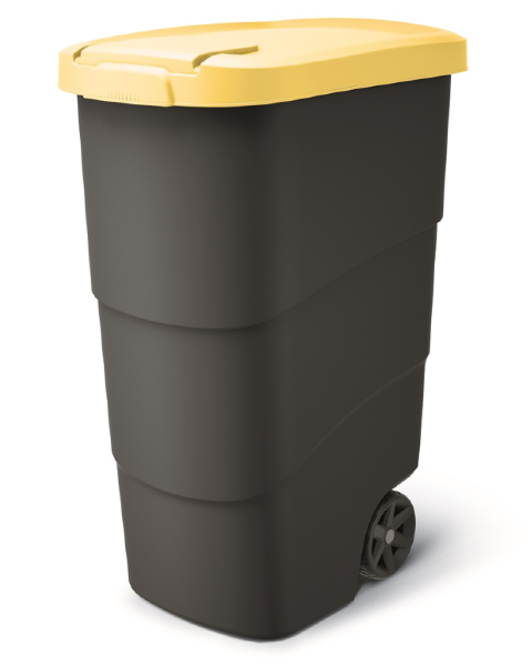 Kosz pojemnik na śmieci 90 L żółty Wheeler.png