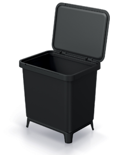 Pojemnik na śmieci 29L czarny z klapką Systema