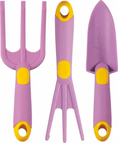 Rampik narzędzia ogrodowe dla dziecka fiolet zestaw