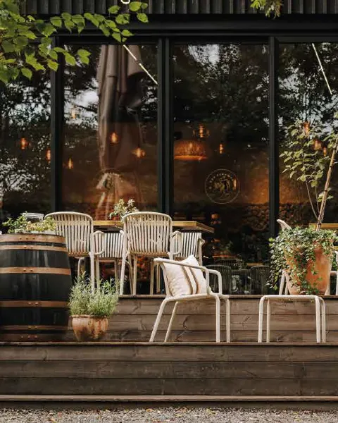 krzesło z podlokietnikami Brene FERNE restauracja.webp