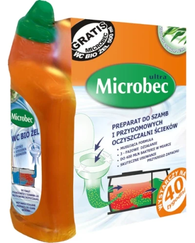 Bakterie do szamba Microbec zestaw proszek 1 kg i żel do czyszczenia toalet 750 ml, pakiet promocyjny biobójczy