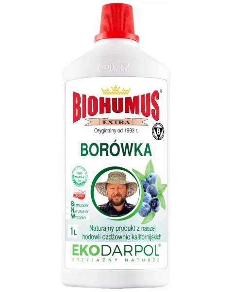 Ekologiczny nawóz płynny Biohumus Extra do borówek i roślin kwasolubnych Ekodarpol, butelka 1 L