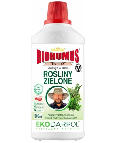 Ekologiczny nawóz płynny Biohumus Extra do roślin zielonych Ekodarpol, butelka 500 ml